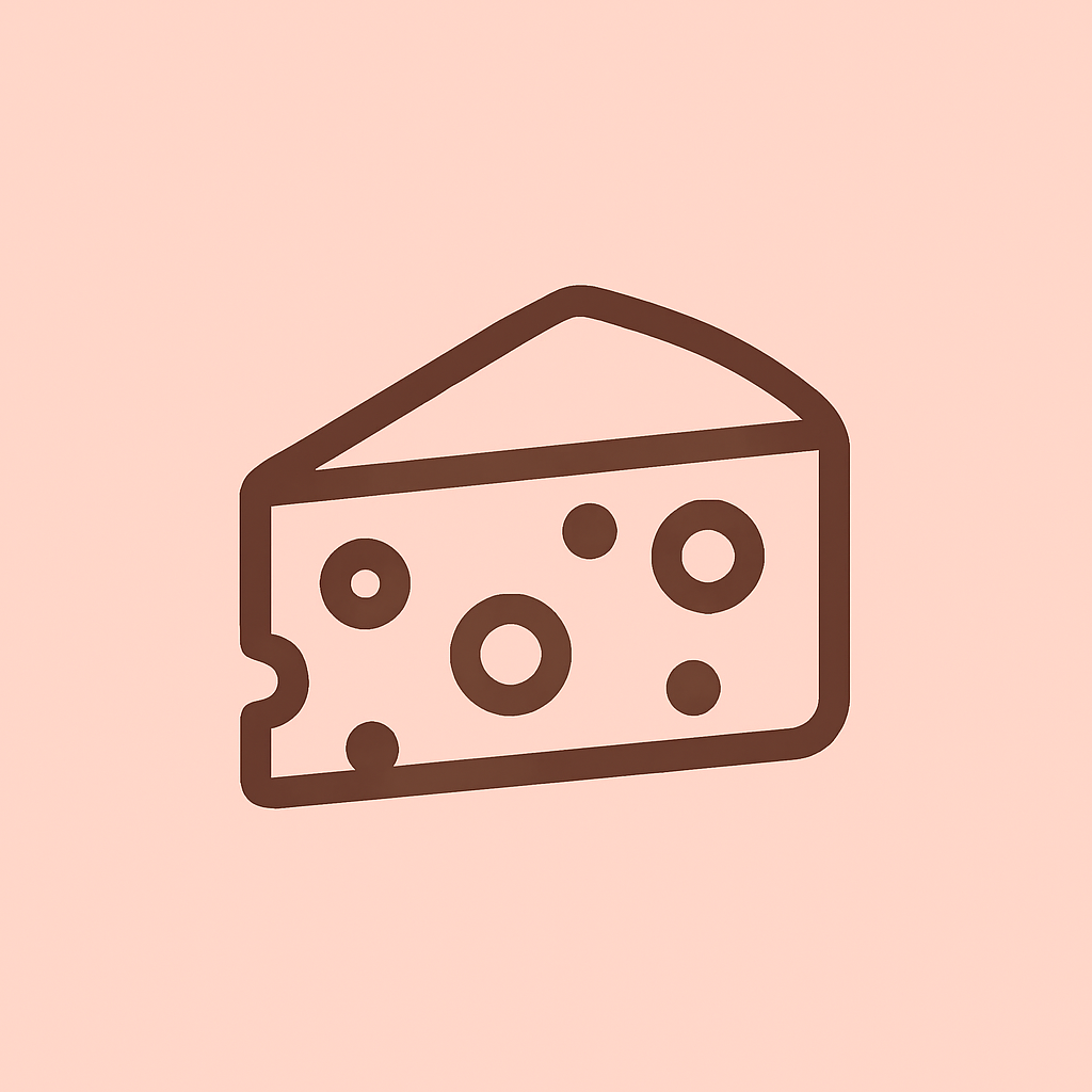 Icon of a slice of cheese on a pink background