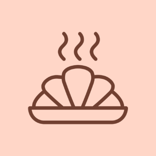 Icon of a steaming hot dog bun with steam on a pink background