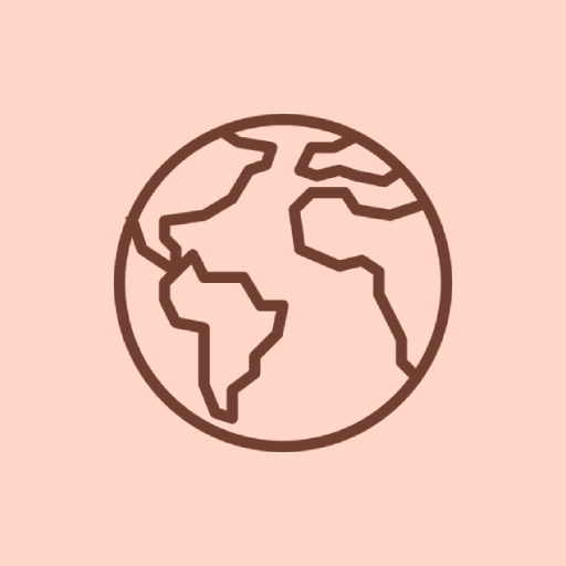 Outline of a world map on a pink background